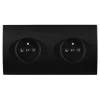 Prise, Karo, Double horizontal, Noir satin, Prise-2P+T x2, L15,1cm, H8cm - Modelec
