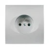 Prise, Karo, Simple, Aluminium satin, Prise-2P+T x1, L8cm, H8cm - Modelec