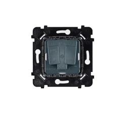 Prise, Karo, Simple, Aluminium satin, Prise-2P+T x1, L8cm, H8cm - Modelec