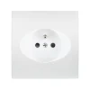 Prise, Karo, Simple, Blanc satin, Prise-PC x1, L8cm, H8cm - Modelec