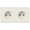 Prise, LS 990, Double horizontal, Ivoire, Prise-2P+T x2, L15,2cm, H8,1cm - Jung