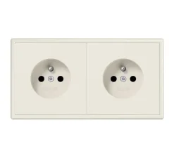 Prise, LS 990, Double horizontal, Ivoire, Prise-2P+T x2, L15,2cm, H8,1cm - Jung