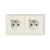 Prise*Jung Prise, LS 990, Double horizontal, Ivoire, Prise-2P+T, x2, Prise-USB C x2, L15,2cm, H8,1cm -