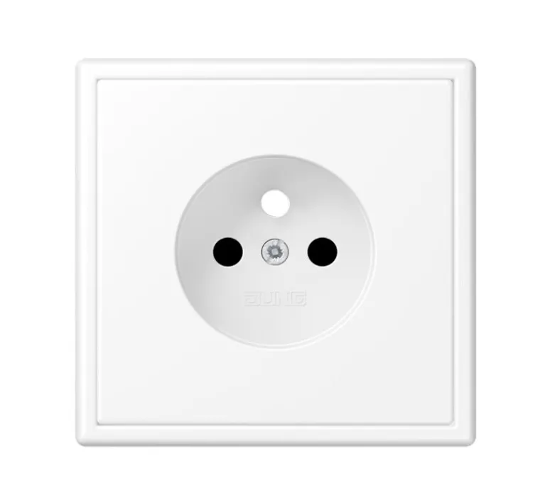 Prise*Jung Prise, LS 990, Simple, Blanc mat, Prise-2P+T x1, L8,1cm, H8,1cm -