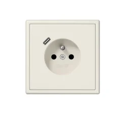 Prise, LS 990, Simple, Ivoire, Prise-2P+T x1, Prise-USB C x1, L8,1cm, H8,1cm - Jung