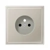 Prise, LS 990, Simple, Métal Inox, Prise-2P+T x1, L8,1cm, H8,1cm - Jung