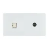 Prise, M, Double horizontal, Blanc mat, Prise-RJ45 x1, Prise-TV x1, L15,1cm, H8cm - Modelec