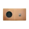 Prise, M, Double horizontal, Vieux bronze, Prise-2P+T x1, Prise-USB A/C x1, L15,1cm, H8cm - Modelec