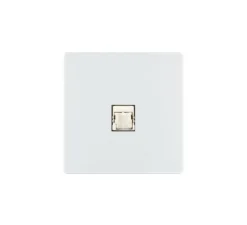 Prise, M, Simple, Blanc mat, Prise-RJ45 x1, L8cm, H8cm - Modelec