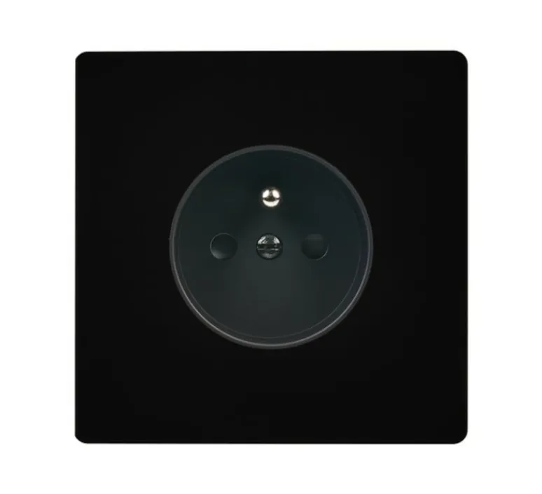 Prise*Modelec Prise, M, Simple, Noir mat, Prise PC x1, L8cm, H8cm -