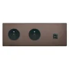 Prise*Modelec Prise, M, Triple horizontal, Canon de fusil, Prise-2P+T, x2, Prise-RJ45 x1, L22,2cm, H8cm -