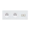 Prise*Modelec Prise, M, Triple horizontal, Blanc mat, Prise-2P+T x2, Prise-RJ45 x2, L22,2cm, H8cm -