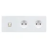 Prise*Modelec Prise, M, Triple horizontal, Blanc mat, Prise-RJ45 x1, Prise-2P+T, x2, L22,2cm, H8cm -