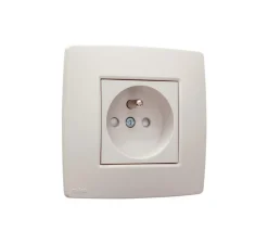 Prise, Original, Simple, Light grey, Prise-2P+T x1, L8,3cm, H8,3cm - Niko