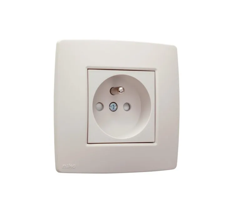 Prise, Original, Simple, Light grey, Prise-2P+T x1, L8,3cm, H8,3cm - Niko