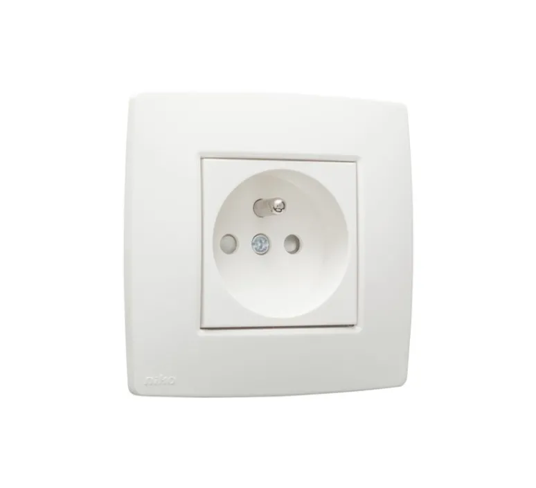 Prise*Niko Prise, Original, Simple, White, Prise-2P+T x1, L8,3cm, H8,3cm -