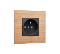 Prise*Niko Prise, Pure, Simple, Bamboo, Prise-2P+T x1, Anthracite coated, L9,5cm, H9,5cm -