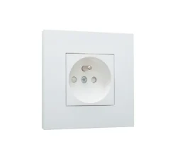 Prise, Pure, Simple, Steel white coated, Prise-2P+T x1, White coated, L9,5cm, H9,5cm - Niko