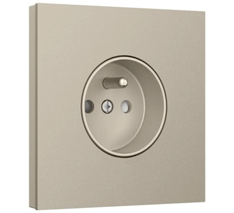 Prise*Niko Prise, Rocker et Toggle, Simple, Steel champagne coated, Prise-2P+T x1, L9,5cm, H9,5cm -