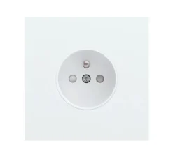Prise, Rocker et Toggle, Simple, Steel white coated, Prise-2P+T x1, L9,5cm, H9,5cm - Niko