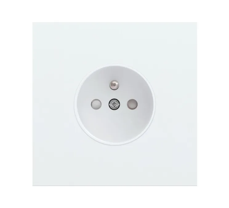 Prise, Rocker et Toggle, Simple, Steel white coated, Prise-2P+T x1, L9,5cm, H9,5cm - Niko