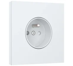 Prise, Rocker et Toggle, Simple, Steel white coated, Prise-2P+T x1, L9,5cm, H9,5cm - Niko