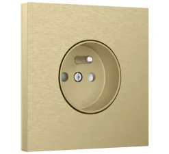 Prise, Rocker et Toggle, Simple, Alu gold brushed, Prise-2P+T x1, L9,5cm, H9,5cm - Niko