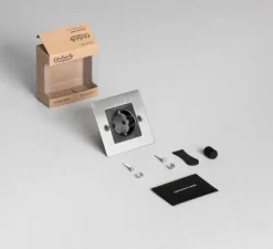 Prise Schuko, Buster, Simple, Acier, Prise-PC x1, L9cm, H9cm - Buster & Punch