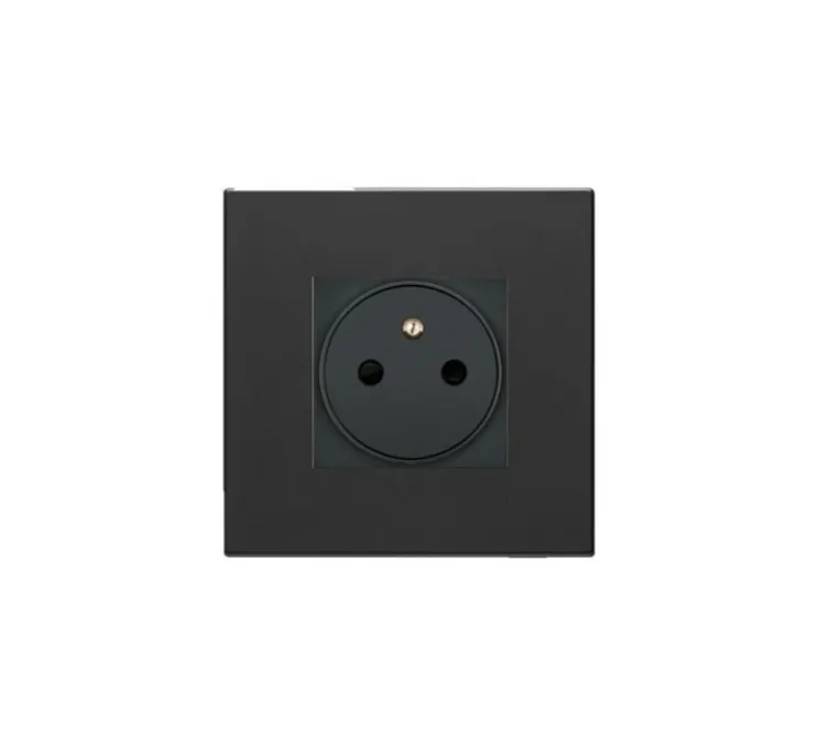 Prise, Vintage, Simple, Gris anthracite, Prise PC x1, Gris, L9,5cm, H9,5cm - Vimar