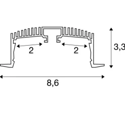 Profilé, Grazia 60, blanc, L300cm, H3,3cm - SLV