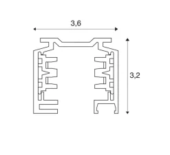 Rail 3 allumages en saillie, noir, L100cm, H3,2cm - SLV