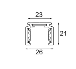 Rail, Pista 48 V, blanc, L200cm, H2,1cm - Modular