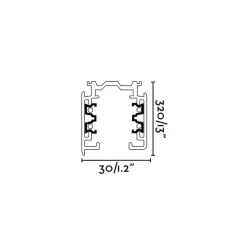 Rail, 220v, noir pour projecteur 100cm, + bouchon de fermeture + source d'alimentation, P3.2cm, L100cm - FARO