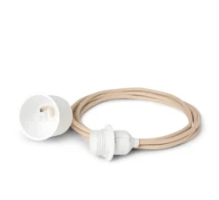 Accessoires|Rosace & Câble*Ferm Living Rosace + câble textile corde, Ø0,5cm, L 2m + douille e27 - sable