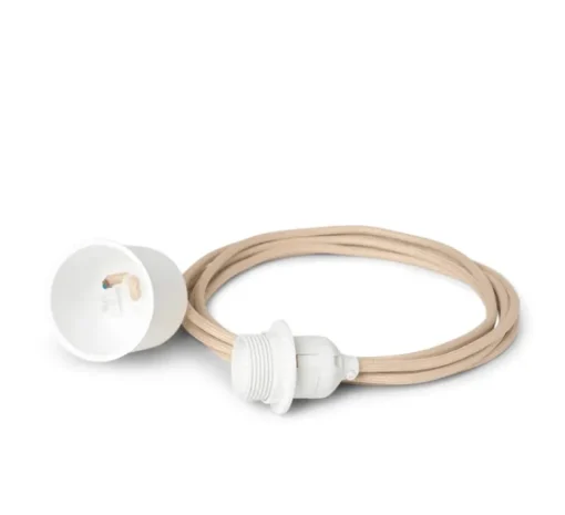 Accessoires|Rosace & Câble*Ferm Living Rosace + câble textile corde, Ø0,5cm, L 2m + douille e27 - sable