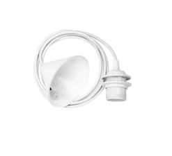 Rosace, conique et Câble textile blanc , 2m, douille E27 - Umage