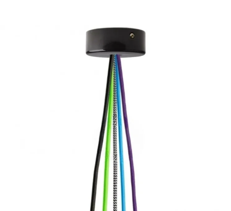 Rosace multiple porcelaine, ceilingcup.019 , 5 fils, noir, Ø8cm, H3cm - Studio Zangra