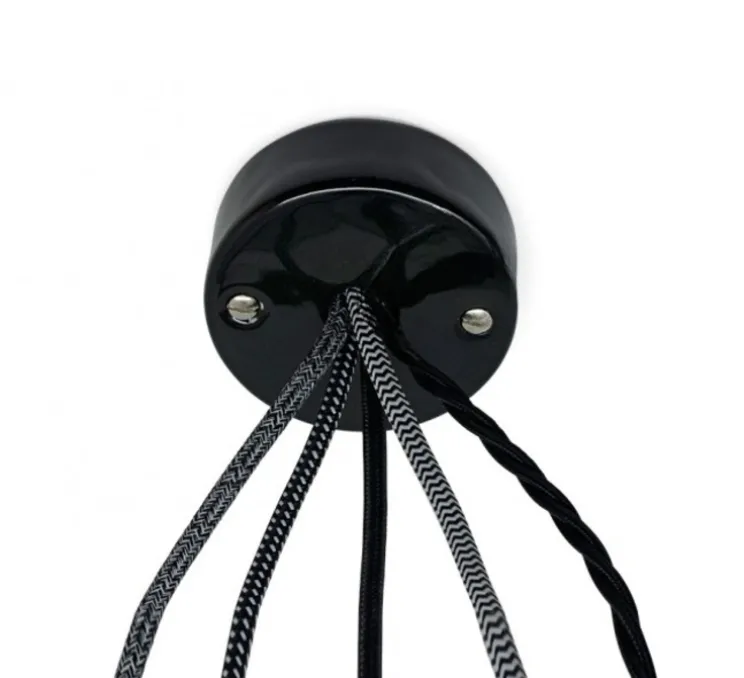 Rosace multiple porcelaine, ceilingcup.019 , 5 fils, noir, Ø8cm, H3cm - Studio Zangra