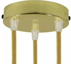 Rosace multiple, série métal, 3 sorties, laiton, Ø12cm, H2,5cm - Creative Cables