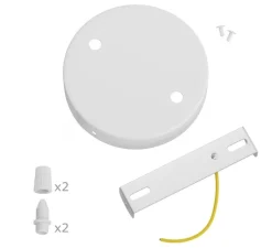 Rosace & Câble*Creative Cables Rosace multiple, série métal, 2 sorties, , Ø12cm, H2,5cm - blanc mat