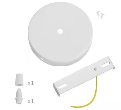 Rosace & Câble*Creative Cables Rosace simple, série métal, avec sortie centrale, , Ø12cm, H2,5cm - blanc mat