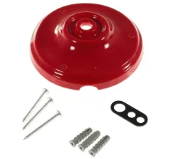 Rosace simple, série porcelaine, rouge, avec sortie centrale, Ø10,5cm, H3cm - Creative Cables