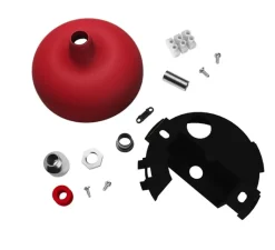 Rosace & Câble*Creative Cables Rosace simple, série silicone, , avec sortie centrale et latérale, Ø8,8cm, H4,65cm - Rouge