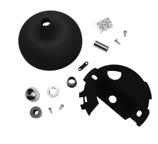 Rosace simple, série silicone, noir, avec sortie centrale et latérale, Ø8,8cm, H4,65cm - Creative Cables