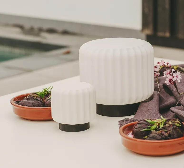 Lampe*Atelier Pierre Set de 3 Lampes à poser, Dentelles H9, , IP65, Ø9cm, H9cm - noir