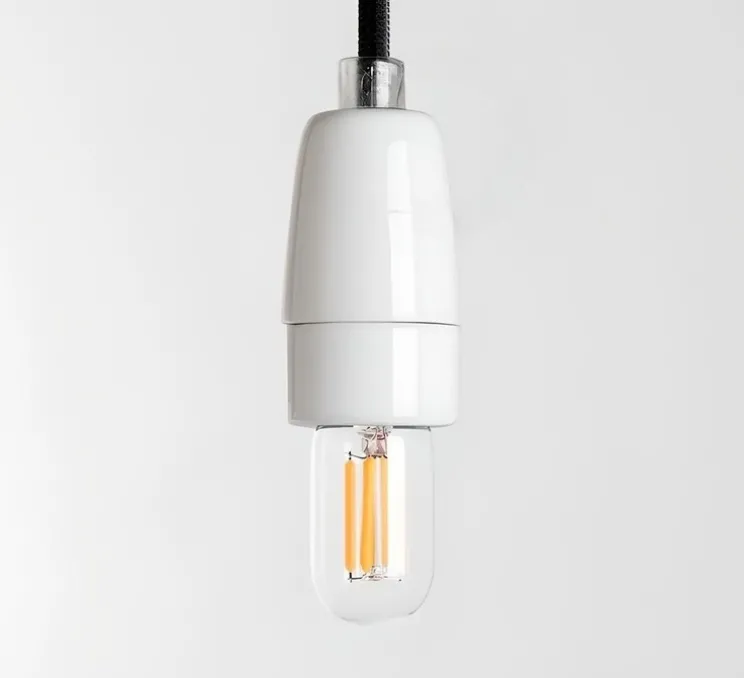 Socket, douille, porcelaine, blanc, E14, 6W max, H7cm, Ø 3,4 cm - Zangra