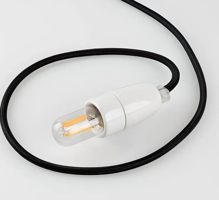 Socket, douille, porcelaine, blanc, E14, 6W max, H7cm, Ø 3,4 cm - Zangra