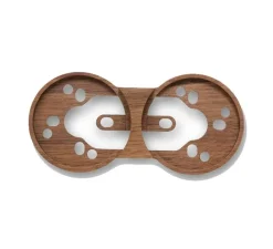 Socle, Do, Double horizontal, Noyer, Interrupteur et Prise, L13,6cm, H6,4cm - Fontini