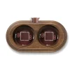 Accessoires*Fontini Socle, Garby, Double avec trou, Hêtre vieilli, Interrupteur et prise, L18,5cm, H3cm -