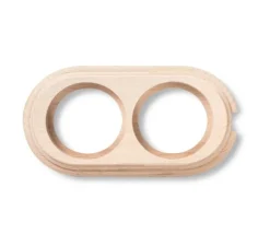 Socle, Garby, Double vertical, Hêtre sans vernis, Interrupteur et prise, L25,2cm, H9,5cm - Fontini